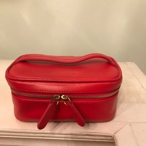 Agnes b Red Leather Travel Makeup Bag